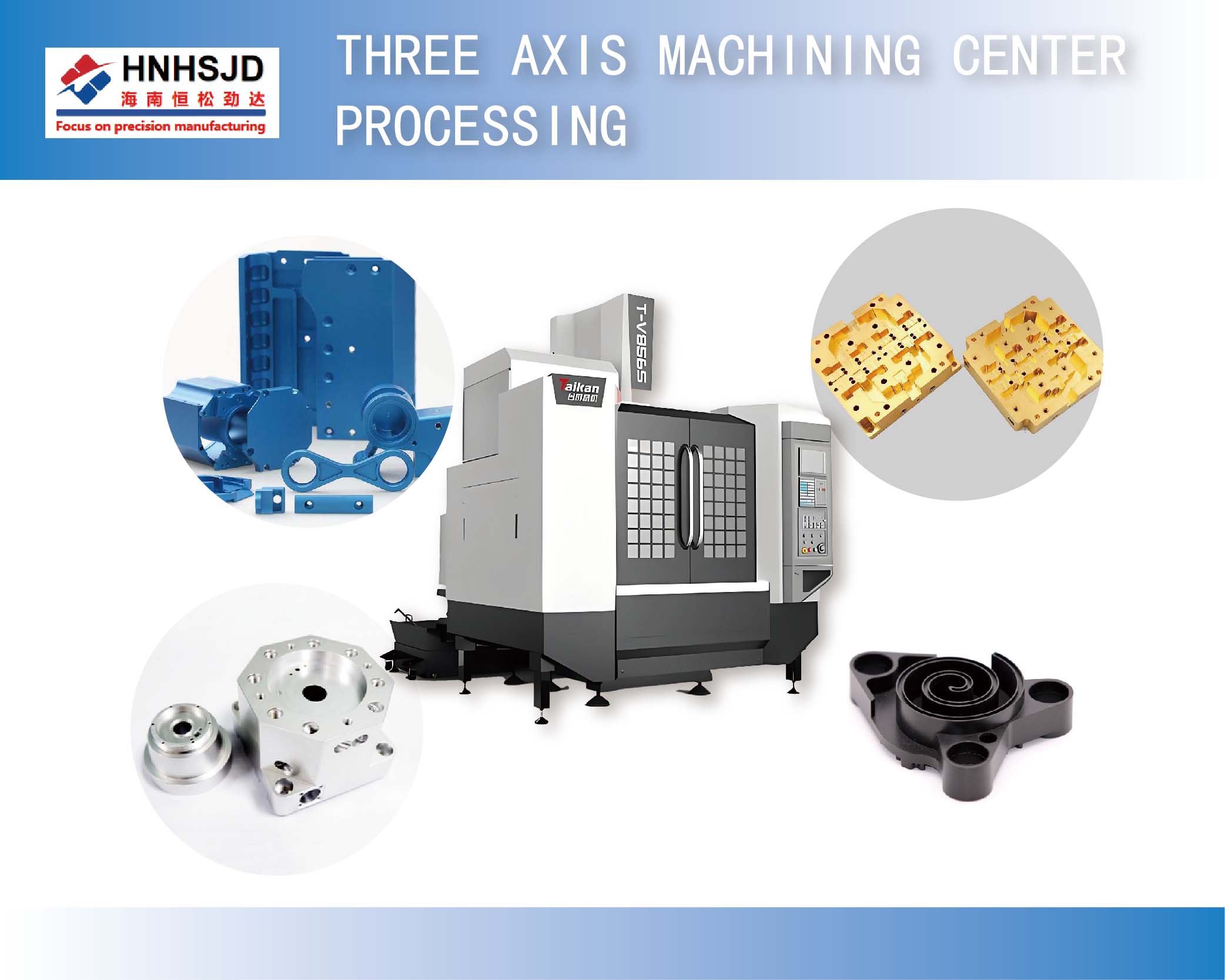 Three axis machining center processing